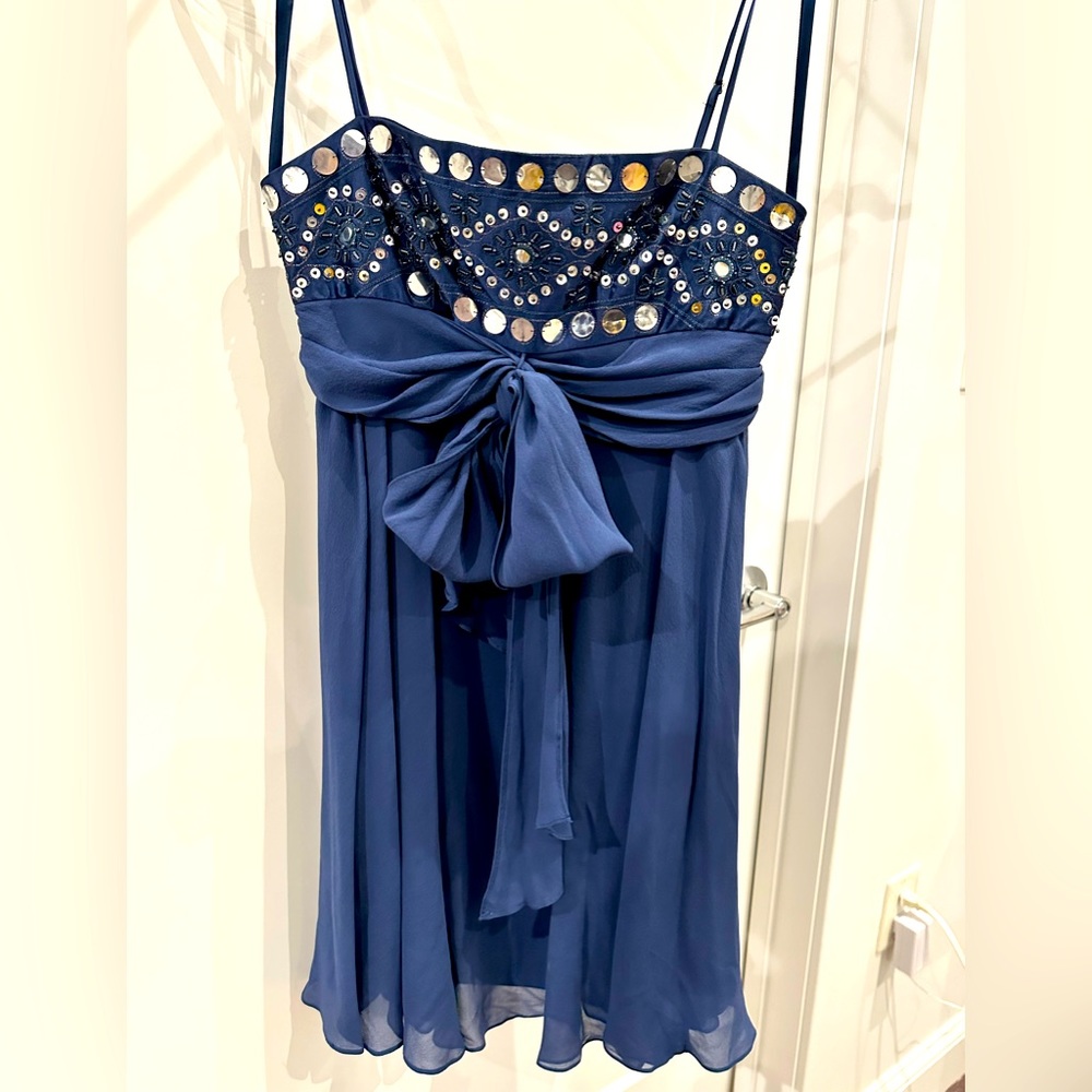 BCBGMaxAzria navy blue cocktail dress with sequin details